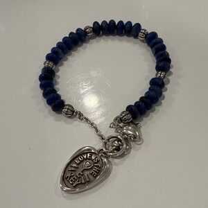 Brighton Blue and Silver Beaded Bracelet